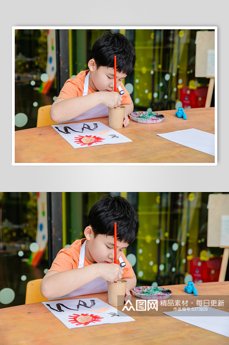 画笔颜料绘画儿童人物摄影图片素材