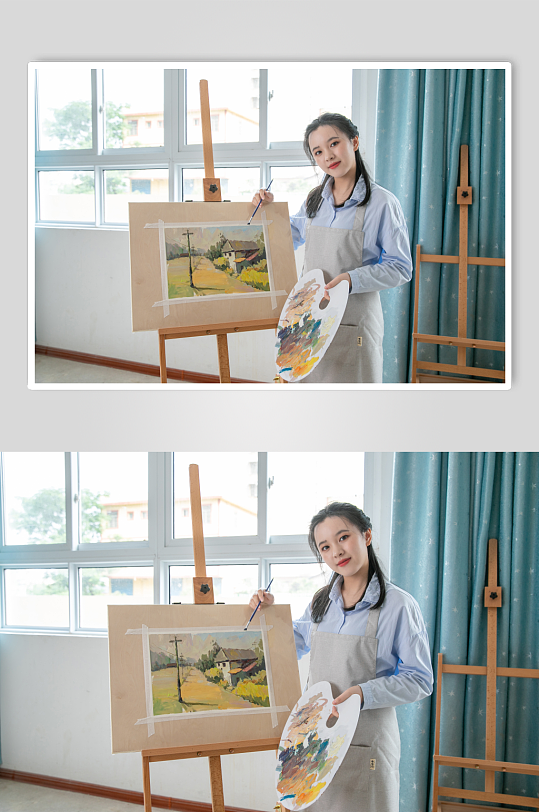 衬衫绘画女性人物摄影图片-众图网