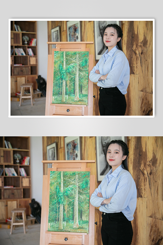 衬衫绘画女性人物摄影图片-众图网