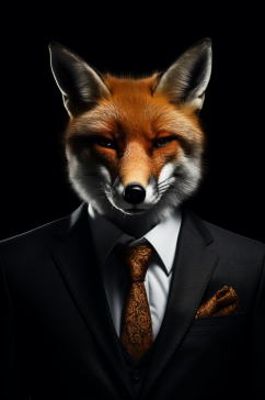 AI数字艺术狐狸西装企业形象摄影图