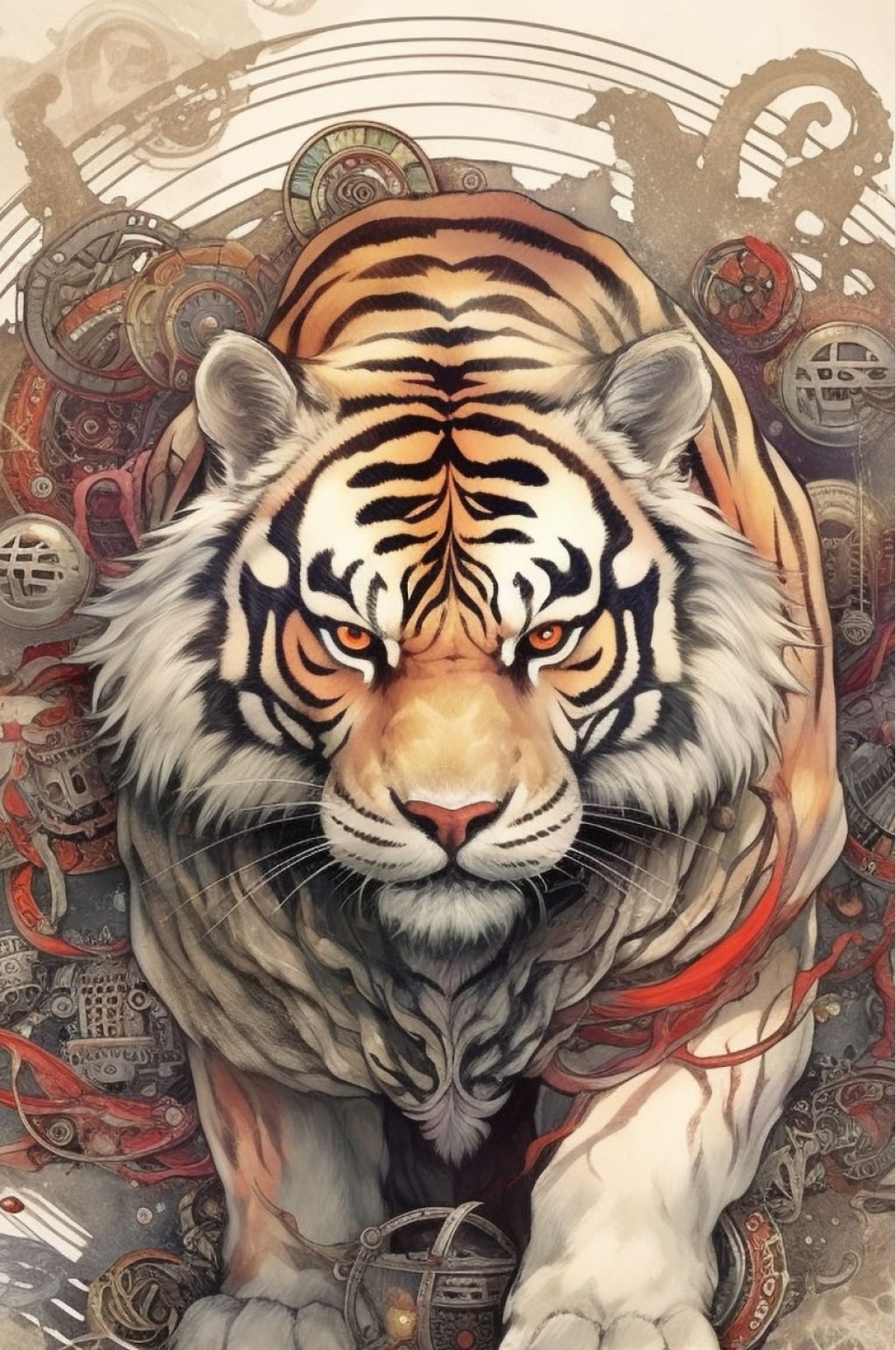 AI数字艺术栩栩如生十二生肖虎年动物插画素材