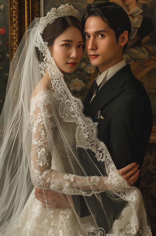 AI数字艺术婚纱照肖像人物摄影图-众图网