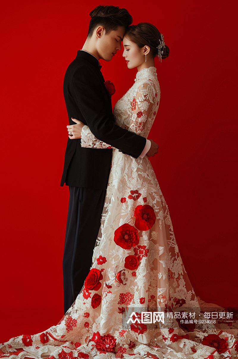 AI数字艺术婚纱照肖像人物摄影图素材