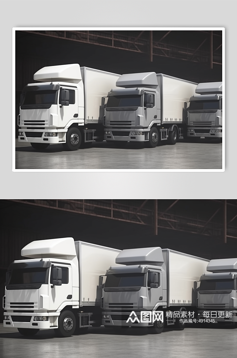 AI数字艺术卡通创意厢式货车图片素材