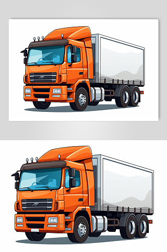 AI数字艺术货车卡车交通运输工具插画