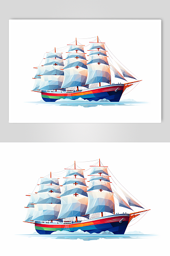 AI数字艺术货船船只交通运输工具插画