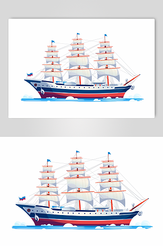 AI数字艺术货船船只交通运输工具插画