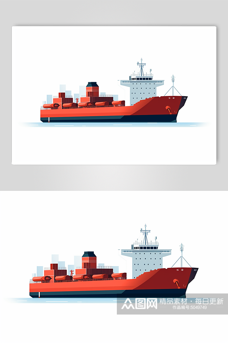 AI数字艺术货船船只交通运输工具插画素材