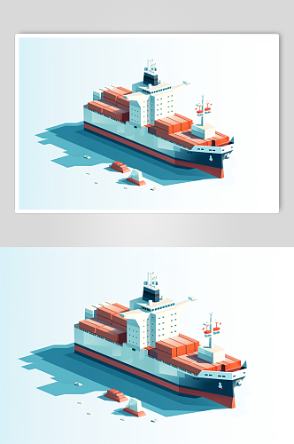 AI数字艺术货船船只交通运输工具插画