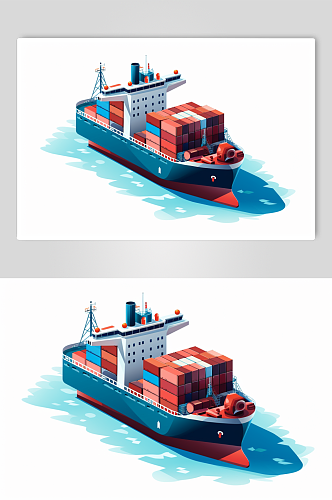 AI数字艺术货船船只交通运输工具插画