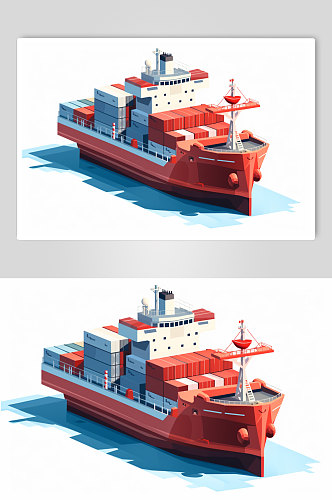 AI数字艺术货船船只交通运输工具插画
