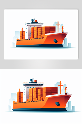 AI数字艺术货船船只交通运输工具插画
