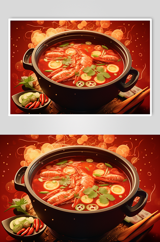 AI数字艺术国潮风火锅美食插图插画