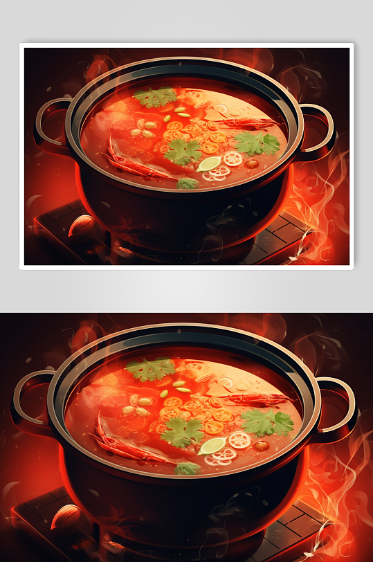 AI数字艺术国潮风火锅美食插图插画