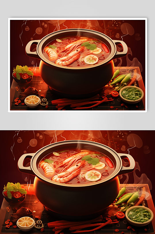 AI数字艺术国潮风火锅美食插图插画