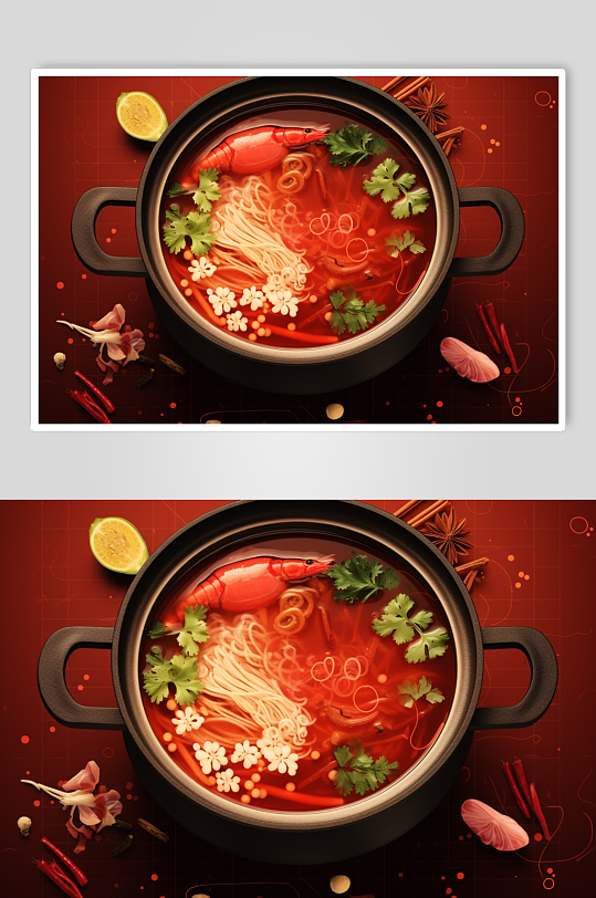 AI数字艺术国潮风火锅美食插图插画