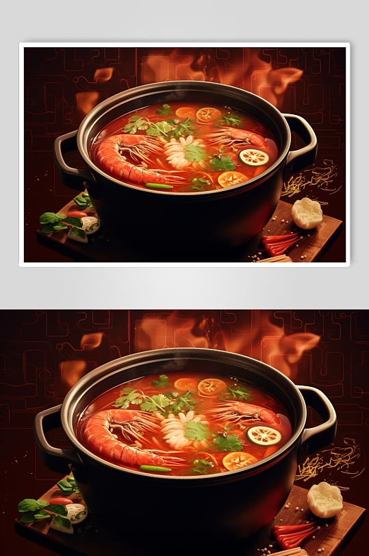 AI数字艺术国潮风火锅美食插图插画