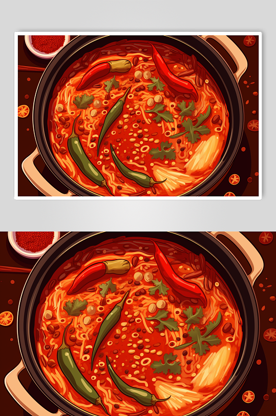 AI数字艺术国潮风火锅美食插图插画