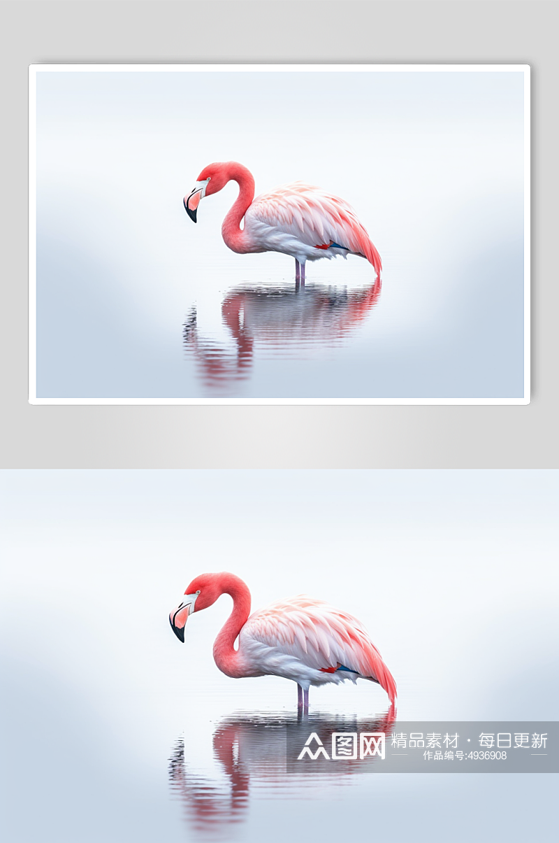 AI数字艺术简约火烈鸟动物摄影图片素材