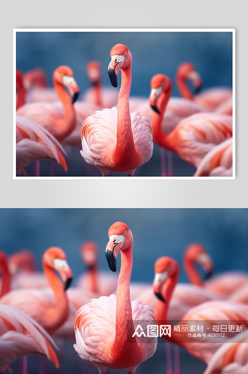 AI数字艺术简约火烈鸟动物摄影图片素材