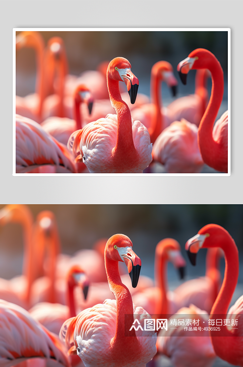 AI数字艺术高清火烈鸟动物摄影图片素材