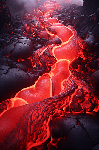 AI数字艺术自然灾害火山喷发摄影图片