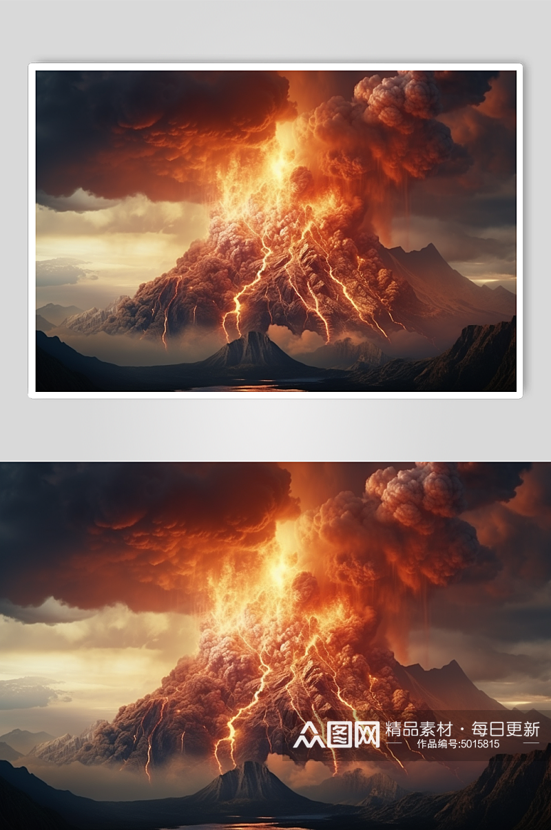 AI数字艺术自然灾害火山喷发摄影图片素材