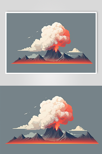 AI数字艺术自然灾害火山喷发岩浆插画