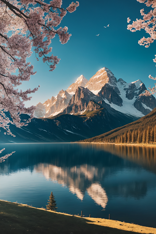 AI数字艺术湖泊摄影图-众图网