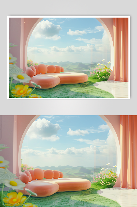 AI数字艺术C4D家居家具电商场景模型-众图网