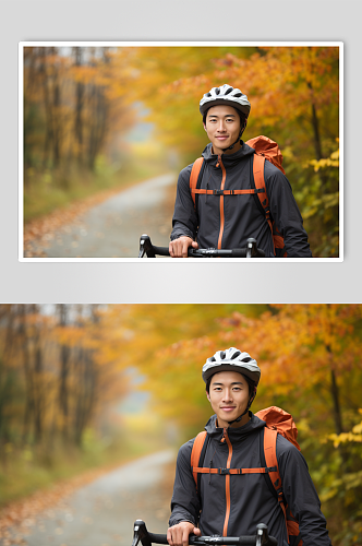 AI数字艺术户外单车骑行肖像人物摄影图