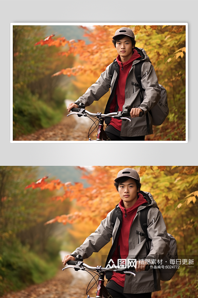AI数字艺术户外单车骑行肖像人物摄影图素材
