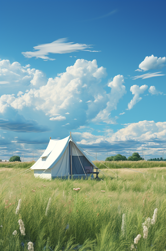 AI数字艺术户外帐篷露营野营旅行摄影图