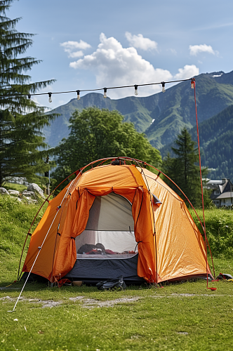 AI数字艺术户外帐篷露营野营旅行摄影图
