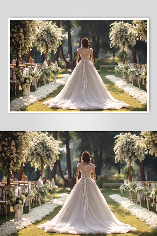 AI数字艺术户外清新草坪婚礼现场摄影图