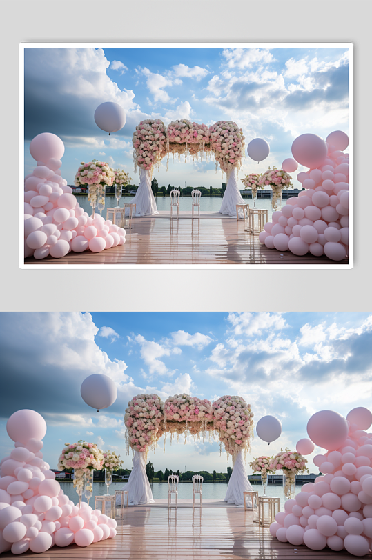 AI数字艺术户外清新草坪婚礼现场摄影图