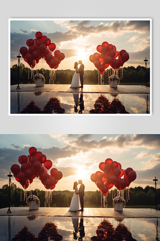 AI数字艺术户外清新草坪婚礼现场摄影图