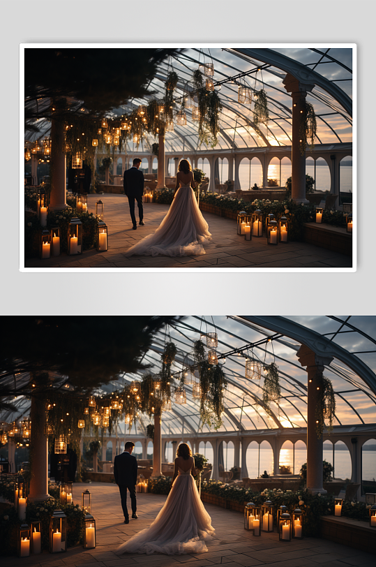 AI数字艺术户外清新草坪婚礼现场摄影图