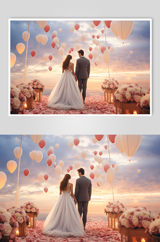 AI数字艺术户外清新草坪婚礼现场摄影图