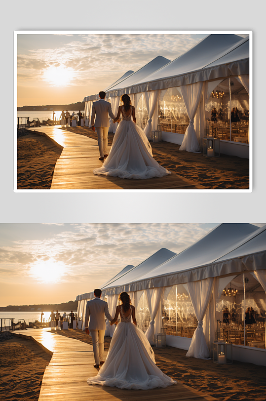 AI数字艺术户外清新草坪婚礼现场摄影图