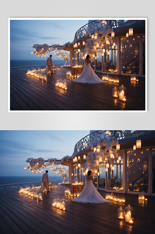 AI数字艺术户外清新草坪婚礼现场摄影图