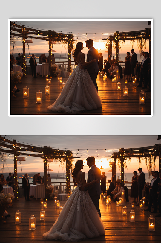 AI数字艺术户外清新草坪婚礼现场摄影图