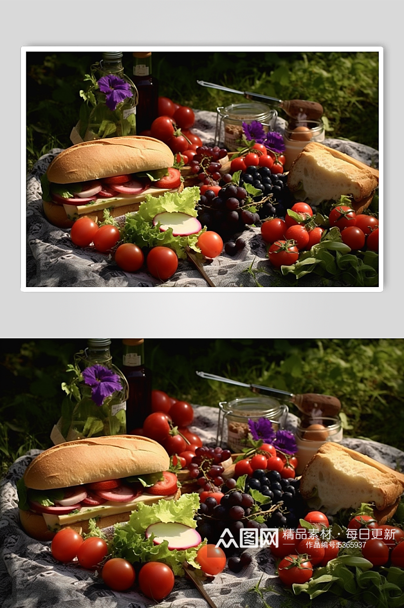 AI数字艺术户外野餐摄影图素材