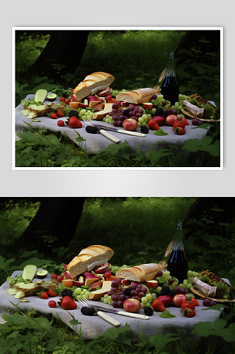 AI数字艺术户外野餐摄影图