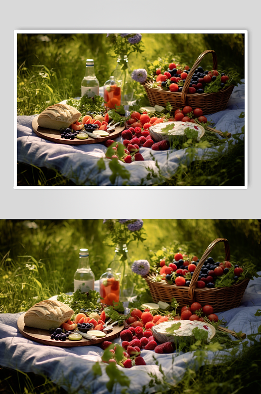 AI数字艺术户外野餐摄影图