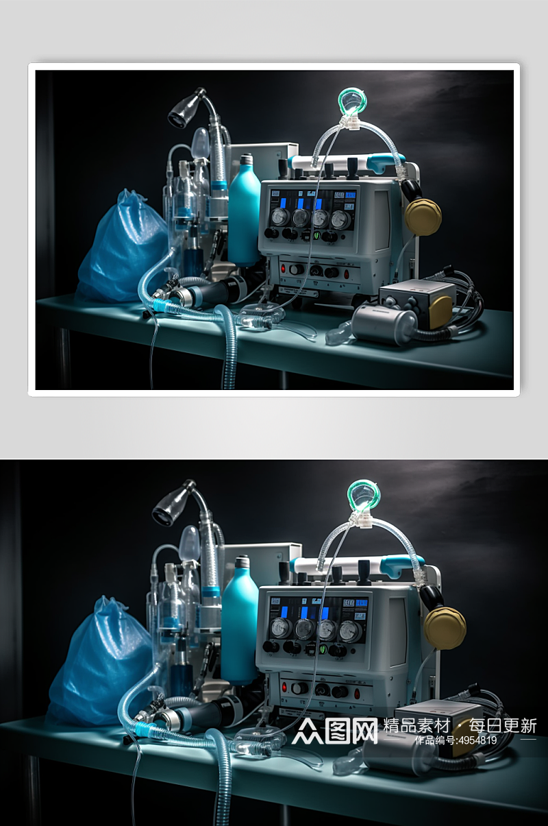 AI数字艺术高清呼吸机医疗仪器摄影图片素材