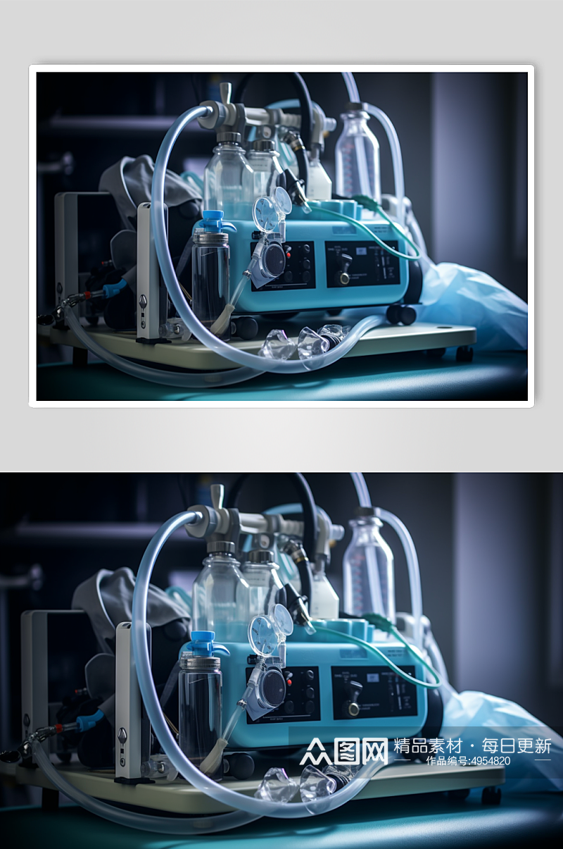 AI数字艺术极简呼吸机医疗仪器摄影图片素材