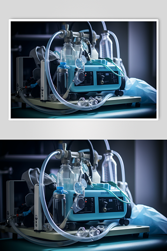 AI数字艺术极简呼吸机医疗仪器摄影图片