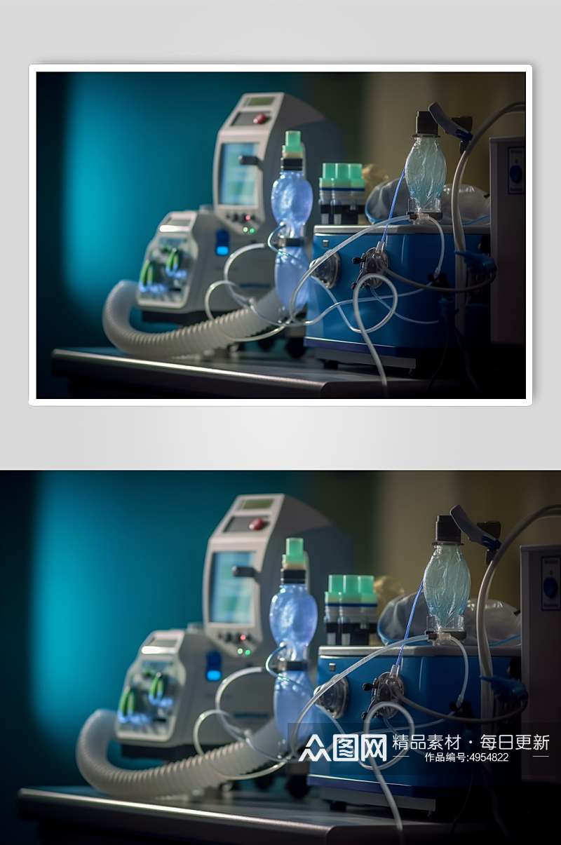 AI数字艺术极简呼吸机医疗仪器摄影图片素材