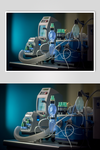 AI数字艺术极简呼吸机医疗仪器摄影图片